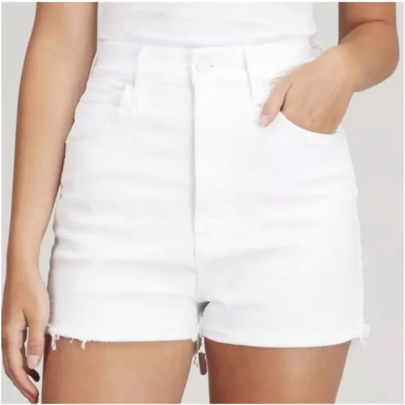 MOTHER High Waisted Tunnel Vision Cuff Fray Short 24 White - Picture 5 of 5